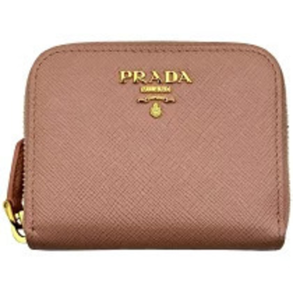 Prada Round Zipper coin case Wallet Pink Saffiano Leather
